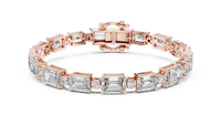 Emerald Rectangle & Round Diamond Link Bracelet