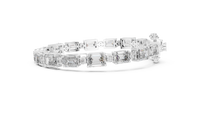 Emerald Rectangle & Round Diamond Link Bracelet