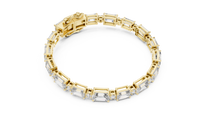 Emerald Rectangle & Round Diamond Link Bracelet