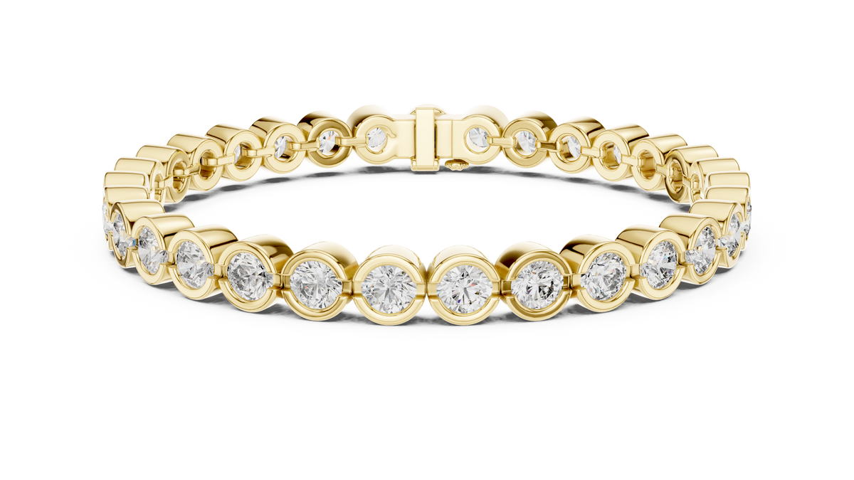 Round Bezel-Set Diamond Link Bracelet
