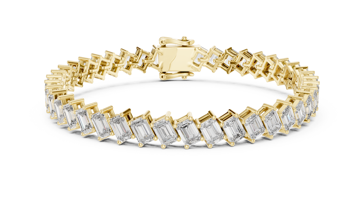 Continuous Emerald-Cut Rectangle Diamond Link Bracelet