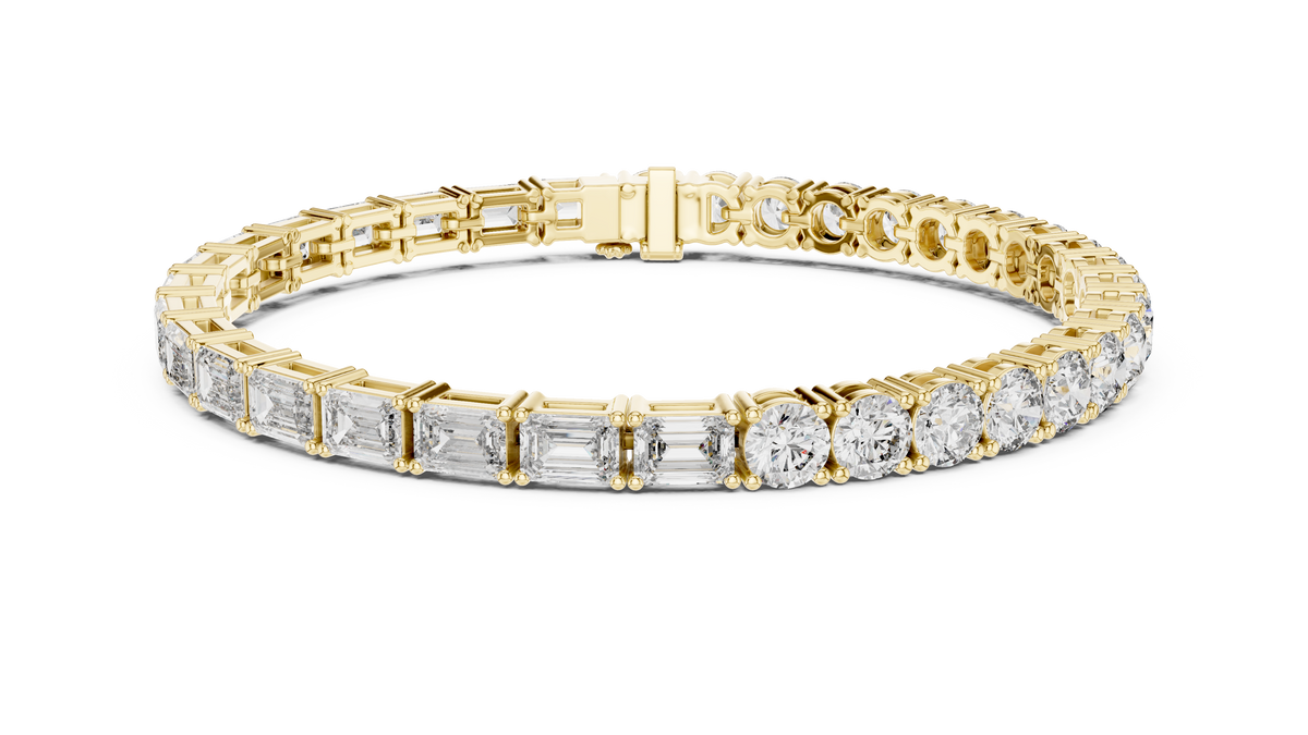 Mixed Emerald & Round Diamond Link Bracelet