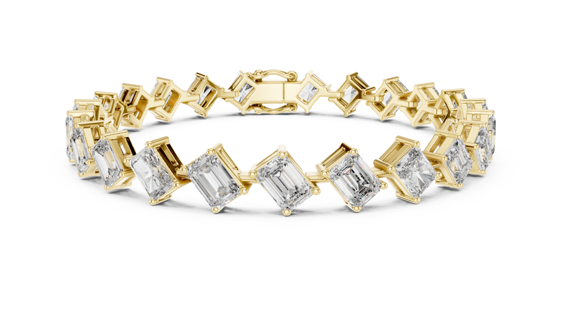 Alternating Emerald & Radiant Diamond Link Bracelet
