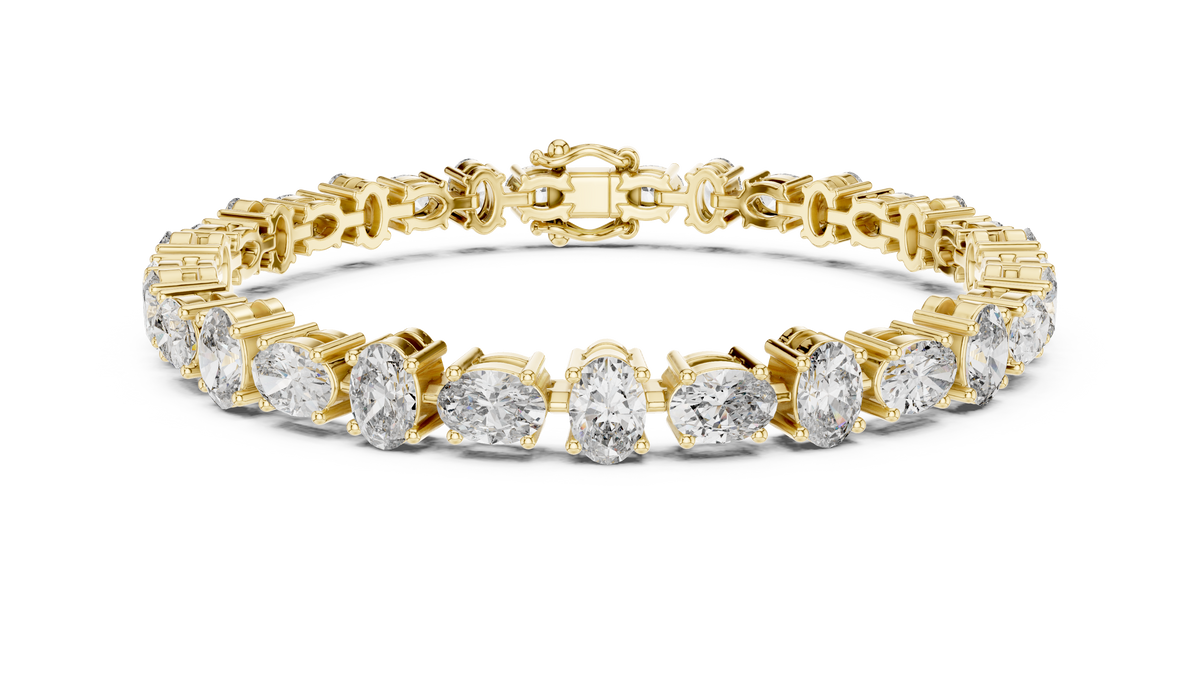 Elegant Oval Diamond Link Arrangement Bracelet