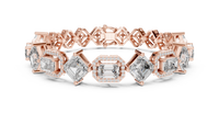 Alternating Emerald & Round Diamond Geometric Link Bracelet