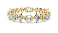 Alternating Emerald & Round Diamond Geometric Link Bracelet