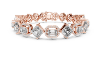 Geometric Emerald & Diamond Link Bracelet