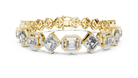 Geometric Emerald & Diamond Link Bracelet