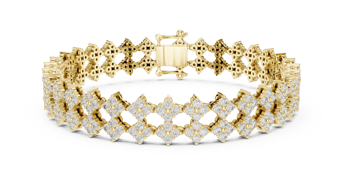 Repeating Round Diamond Cluster Link Bracelet