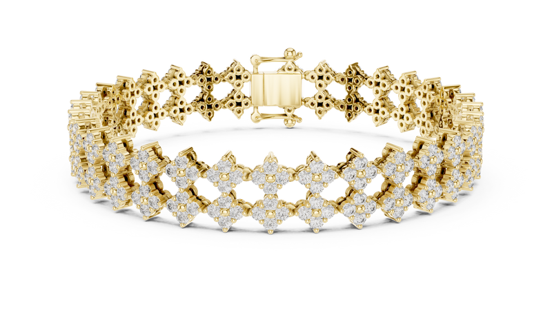 Repeating Round Diamond Cluster Link Bracelet