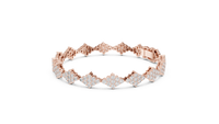 Round Diamond Floral Cluster Link Bracelet