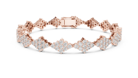 Round Diamond Floral Cluster Link Bracelet