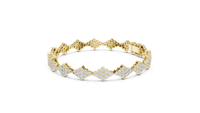 Round Diamond Floral Cluster Link Bracelet