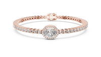 Oval Blue Gemstone & Diamond Tennis Bracelet