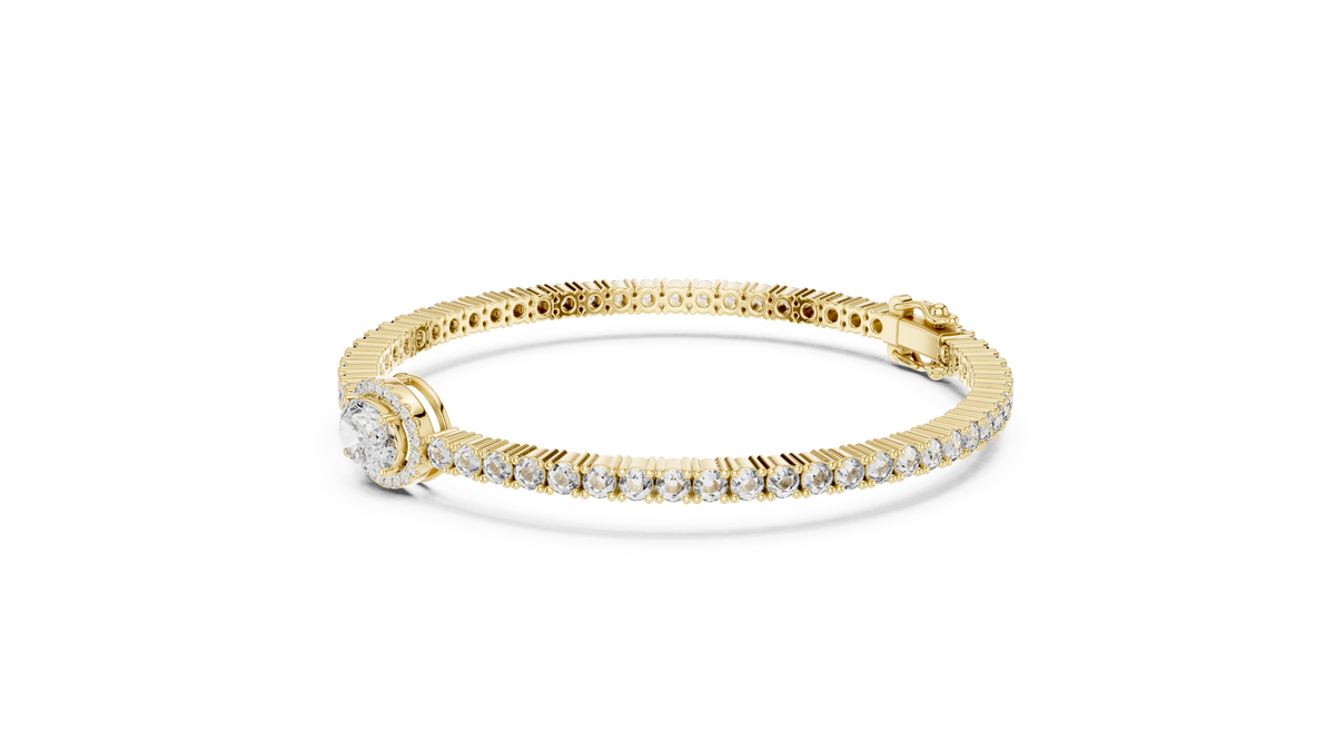 Oval Blue Gemstone & Diamond Tennis Bracelet