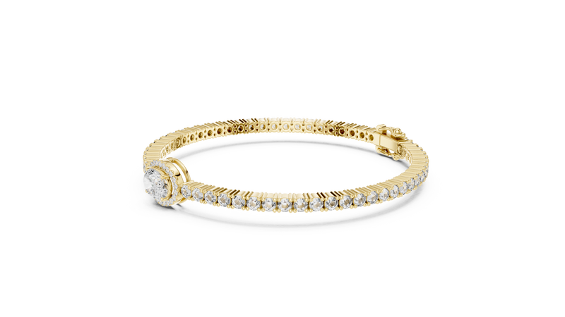 Oval Blue Gemstone & Diamond Tennis Bracelet