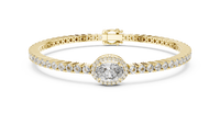 Oval Blue Gemstone & Diamond Tennis Bracelet