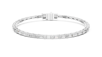 Baguette-Cut Blue Diamond Tennis Bracelet