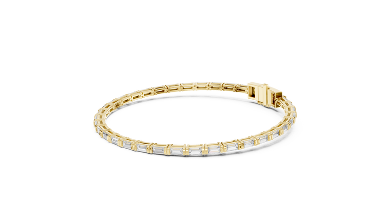 Baguette-Cut Blue Diamond Tennis Bracelet