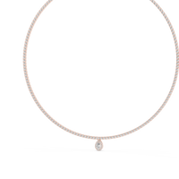 Diamond-Set Chain Pear Diamond Pendant Necklace