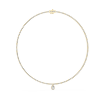 Diamond-Set Chain Pear Diamond Pendant Necklace