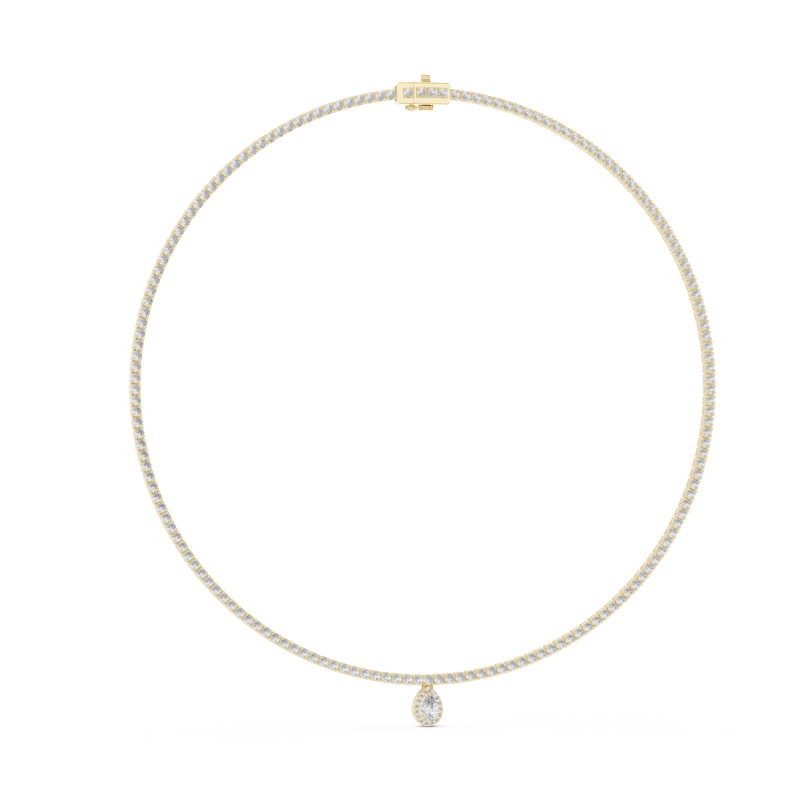 Diamond-Set Chain Pear Diamond Pendant Necklace