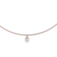 Elegant Pear-Shaped Diamond Pendant Necklace with Round Diamond Halo