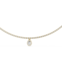 Elegant Pear-Shaped Diamond Pendant Necklace with Round Diamond Halo