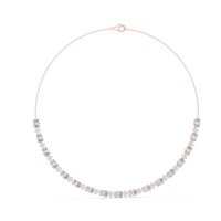 Oval & Round Diamond Tennis Necklace