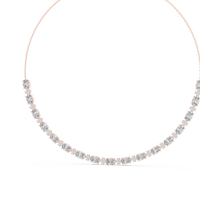 Oval & Round Diamond Tennis Necklace