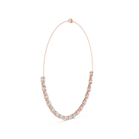 Oval & Round Diamond Tennis Necklace