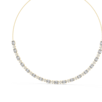 Oval & Round Diamond Tennis Necklace