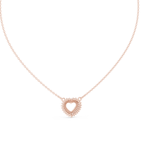 Round Diamond Double Heart Pendant Necklace