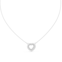 Round Diamond Double Heart Pendant Necklace
