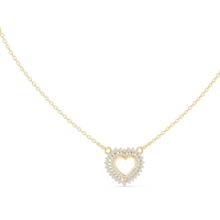Round Diamond Double Heart Pendant Necklace