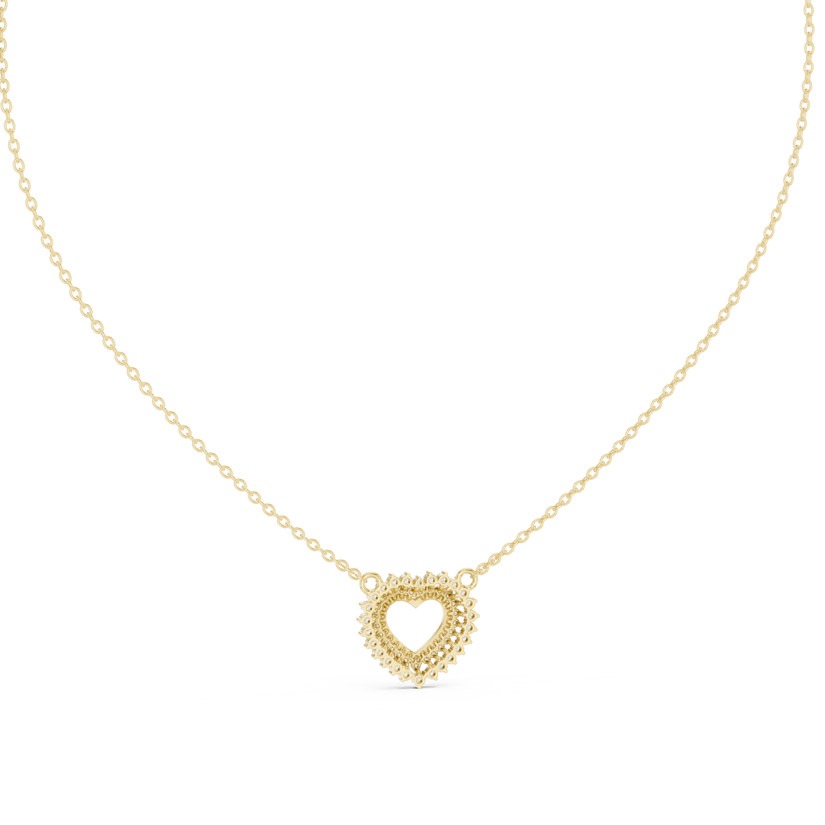 Round Diamond Double Heart Pendant Necklace