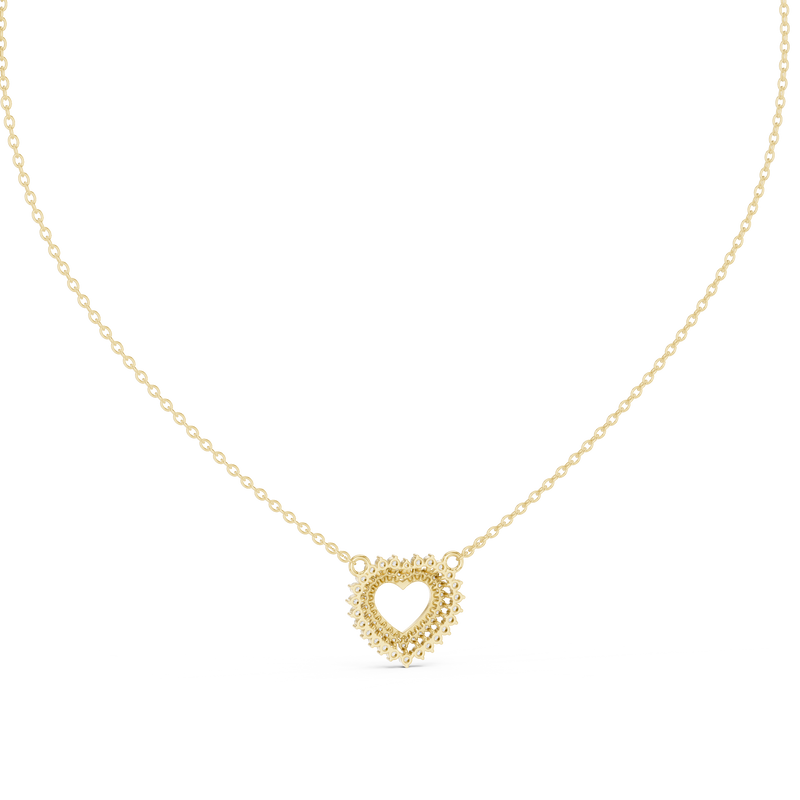 Round Diamond Double Heart Pendant Necklace