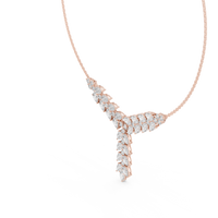 Pear & Round Diamond Elegant Graduated Pendant Necklace