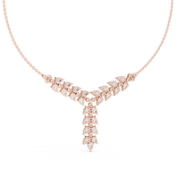 Pear & Round Diamond Elegant Graduated Pendant Necklace