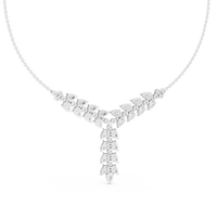 Pear & Round Diamond Elegant Graduated Pendant Necklace