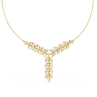 Pear & Round Diamond Elegant Graduated Pendant Necklace