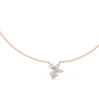 Round Marquise & Pear Diamond Floral Pendant Necklace