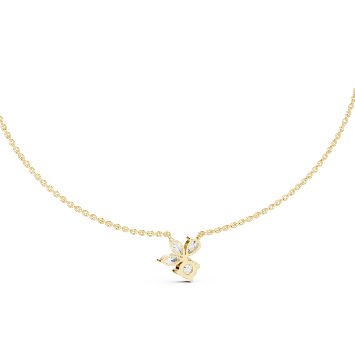 Round Marquise & Pear Diamond Floral Pendant Necklace