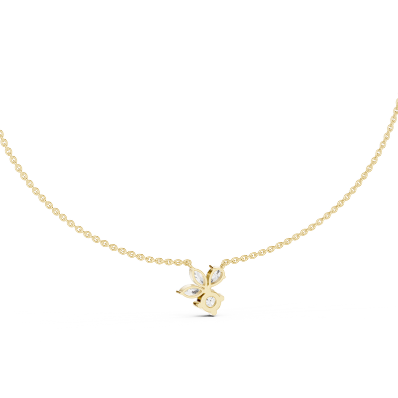 Round Marquise & Pear Diamond Floral Pendant Necklace