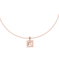 Round Diamond Princess Accent Pendant Necklace