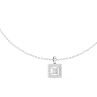 Round Diamond Princess Accent Pendant Necklace