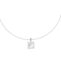 Round Diamond Princess Accent Pendant Necklace