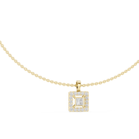 Round Diamond Princess Accent Pendant Necklace