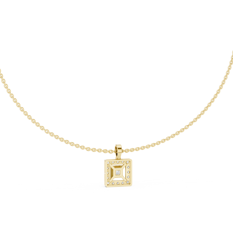 Round Diamond Princess Accent Pendant Necklace