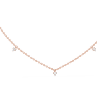 Round & Baguette Diamond Station Necklace